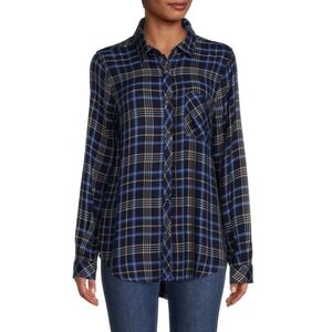 Casa Cabana Blue Plaid Button-Up Shirt Women's XXL Button Down Top